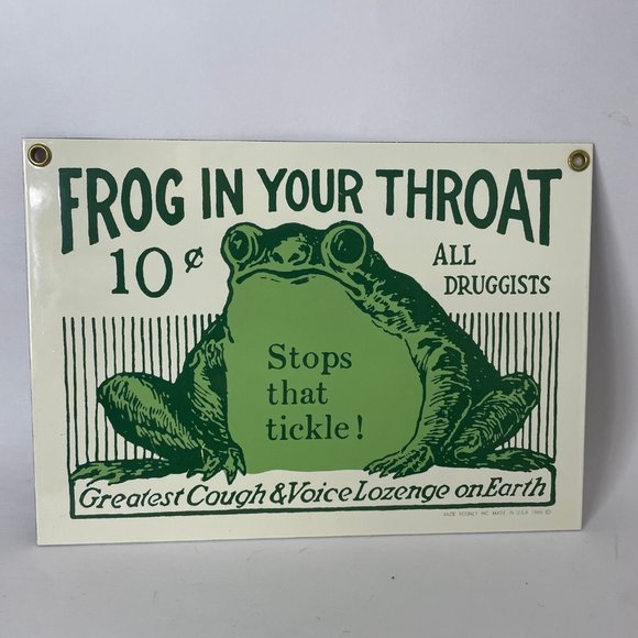 Frog In Your Throat Porcelain Advertising Sign Ande Rooney Vintage Reproduction - Picture 1 of 4
